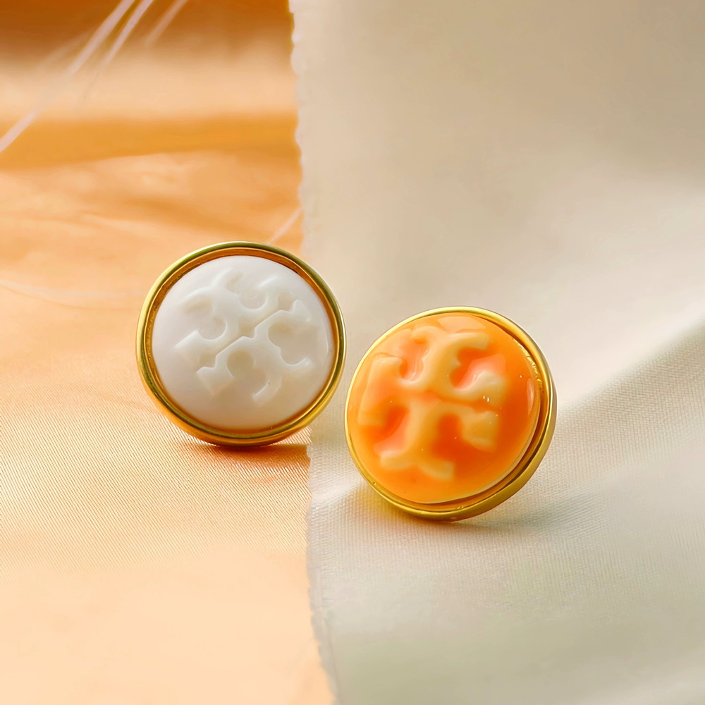 Tory Burch Copper Gold Plated High Temp Resin Student Earrings